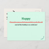 Chanukwanzchrismasolsticeyulediwali Briefkaart (Voorkant / Achterkant)