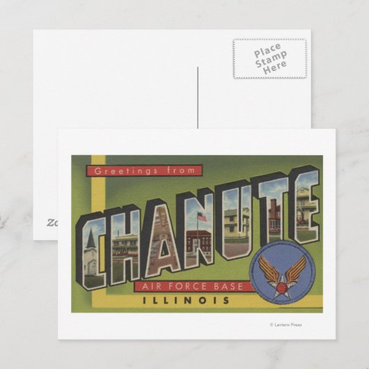 Chanute Air Force Base - Grote letterscènes Briefkaart (Voorkant / Achterkant)