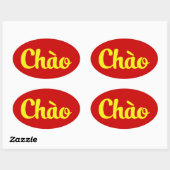 Chào / Hallo ~ Vietnam / Vietnamees / Tiapng Vioot Ovale Sticker (Vel)