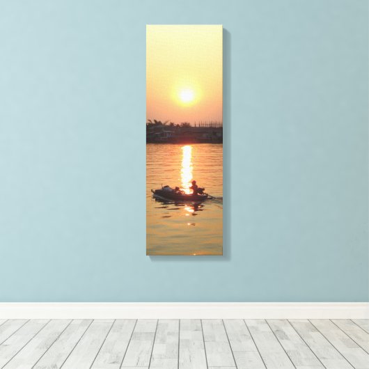 Chao Phraya Sunset ... Ayutthaya, Thailand Canvas Afdruk (Insitu (Houten vloer))