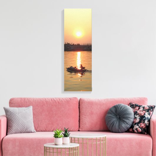 Chao Phraya Sunset ... Ayutthaya, Thailand Canvas Afdruk (Insitu (Woonkamer))