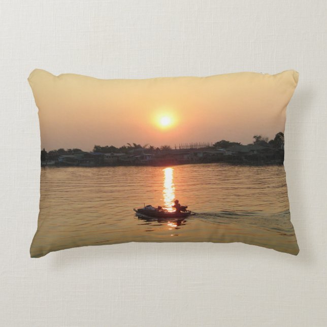 Chao Phraya Sunset ... Ayutthaya, Thailand Decoratief Kussen (Voorkant)