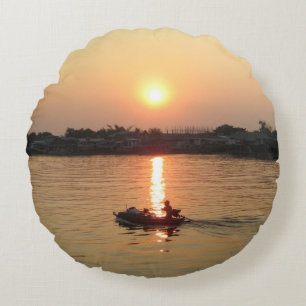 Chao Phraya Sunset ... Ayutthaya, Thailand Rond Kussen