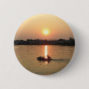 Chao Phraya Sunset ... Ayutthaya, Thailand Ronde Button 5,7 Cm