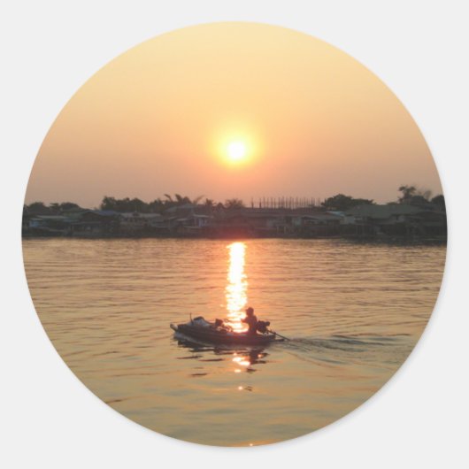 Chao Phraya Sunset ... Ayutthaya, Thailand Ronde Sticker (Voorkant)