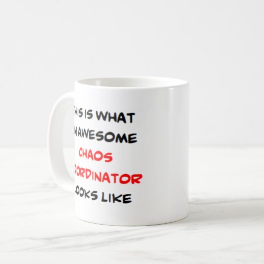 chaocoördinator , geweldige koffiemok (Voorkant links)