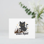Chaos Agent Zwarte Kat Briefkaart (Staand voorkant)