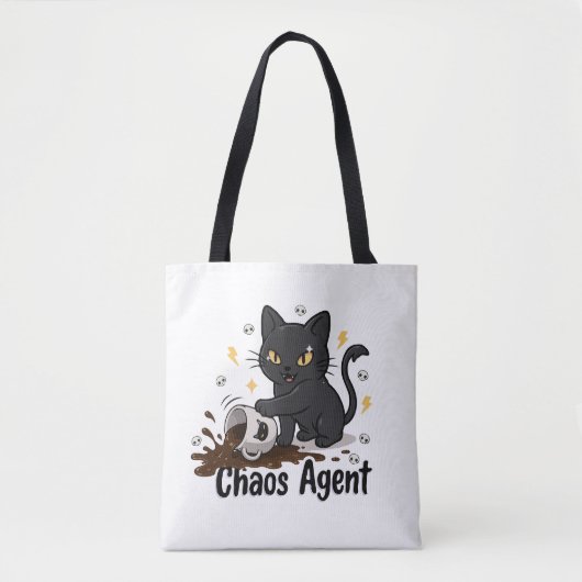 Chaos Agent Zwarte Kat Tote Bag (Voorkant)