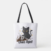 Chaos Agent Zwarte Kat Tote Bag (Achterkant)