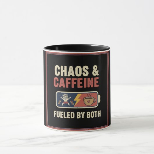 Chaos & Caffeïne Grappige Retro Ouderschap Moeder  Mok (Midden)