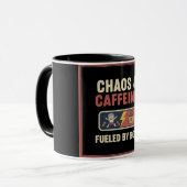 Chaos & Caffeïne Grappige Retro Ouderschap Moeder  Mok (Voorkant links)