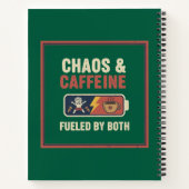 Chaos & Caffeïne Grappige Retro Ouderschap Moeder Notitieboek (Achterkant)