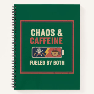 Chaos & Caffeïne Grappige Retro Ouderschap Moeder Notitieboek
