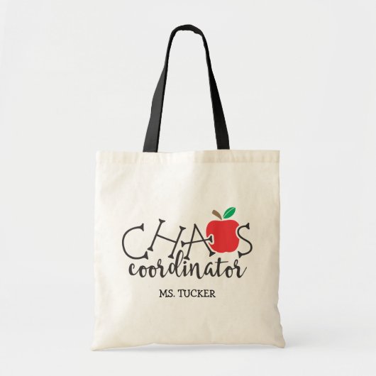 Chaos Coordinator Apple Cute Teacher Tote Bag (Voorkant)