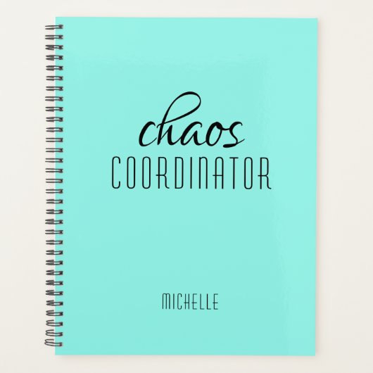 Chaos Coördinator Blauw Gepersonaliseerde Naam Planner (Voorkant)