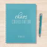 Chaos Coördinator Blauw Gepersonaliseerde Naam Planner<br><div class="desc">Chaos Coordinator Blue Personalized Name toont de tekst "chaos coordinator" in een leuke witte scripttypografie. Perfect voor die drukke moeder,  leraar,  sportteammanager of werkbaas. Ontworpen door Evco Studio www.zazzle.com/store/evcostudio</div>