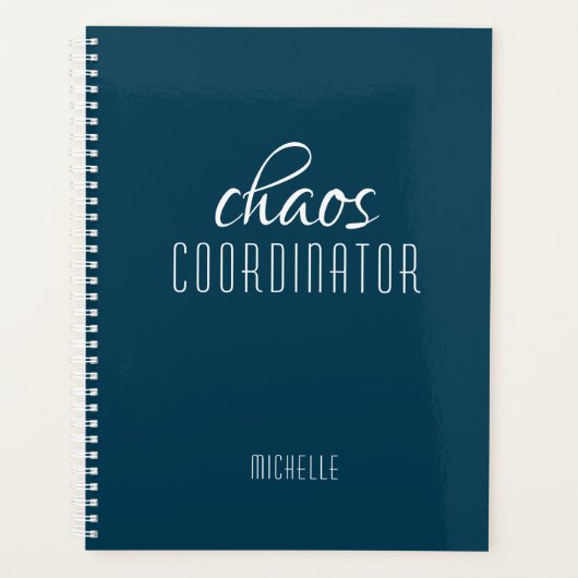 Chaos Coördinator Blauw Gepersonaliseerde Naam Planner (Voorkant)