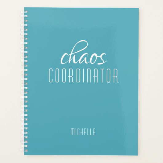 Chaos Coördinator Blauw Gepersonaliseerde Naam Planner (Voorkant)