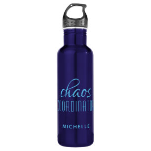 Chaos Coordinator Blue Typography Custom Name Waterfles