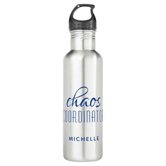 Chaos Coordinator Blue Typography Personalized Waterfles (Voorkant)