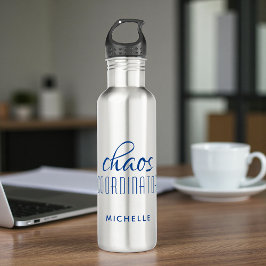 Chaos Coordinator Blue Typography Personalized Waterfles