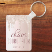 Chaos Coordinator Chic Girly Glitter persoonlijke Sleutelhanger (Achterkant)