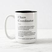 Chaos Coördinator Funny Manager Definitie Tweekleurige Koffiemok (Links)