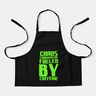 Chaos coördinator gevoed door caffeine grappig ca schort