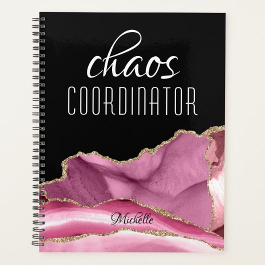 Chaos Coordinator Girly Pink Gold Marble Planner (Voorkant)