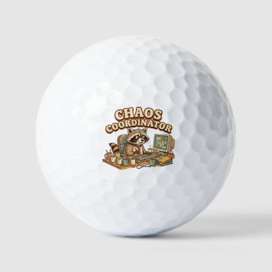 Chaos Coördinator Grappige Overwerkte Wasbeer Golfballen (Voorkant)