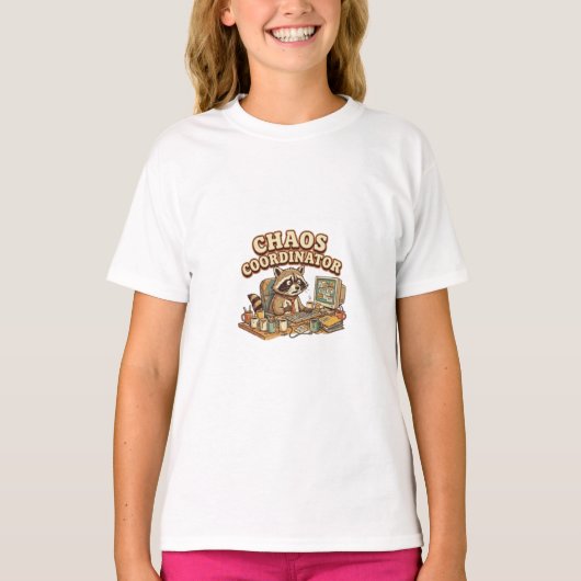 Chaos Coördinator Grappige Overwerkte Wasbeer T-shirt (Voorkant)