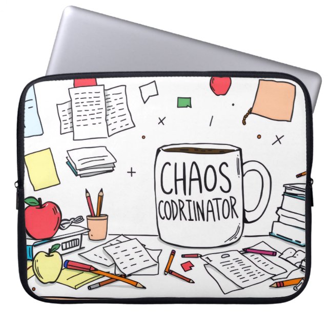 Chaos Coördinator Grappige Typografie Laptop Sleeve (Voorkant)
