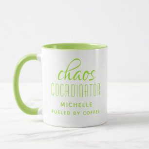Chaos Coördinator Groene Typografie Gepersonalisee Mok