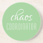 Chaos Coordinator Groene Typografische Tekst Zandsteen Onderzetter (Voorkant)