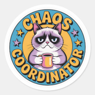 Chaos Coördinator Kat Sticker - Grappige Chagrijni