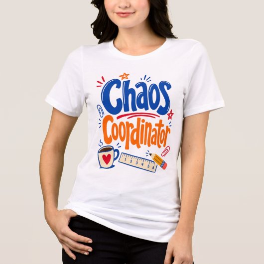 Chaos Coördinator Leraar Terug naar School Ontwerp Tri-Blend Shirt (Voorkant)