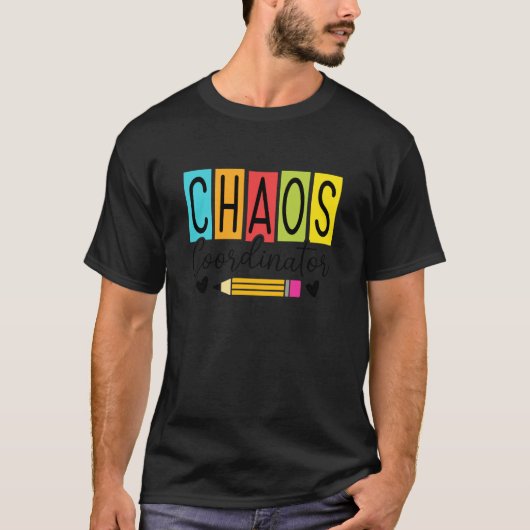 Chaos Coördinator Leuk Potlood Ontwerp Helder Kleu T-shirt (Voorkant)