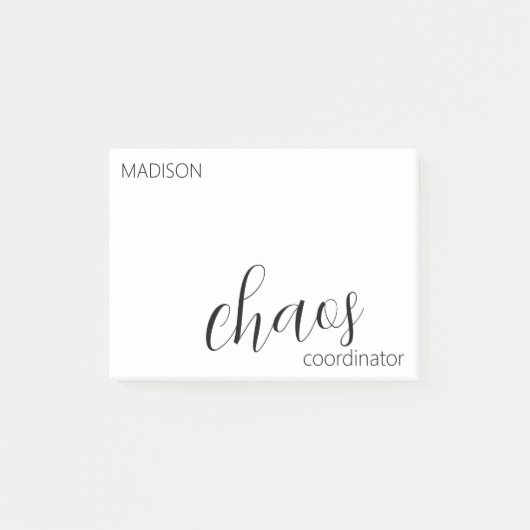 Chaos Coordinator Modern Black Script Name Post-it® Notes (Voorkant)