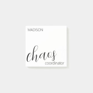 Chaos Coordinator Modern Black Script Name Post-it® Notes