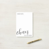 Chaos Coordinator Modern Black Script Name Post-it® Notes (Op bureau)