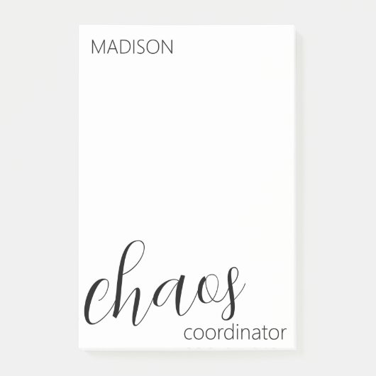 Chaos Coordinator Modern Black Script Name Post-it® Notes (Voorkant)
