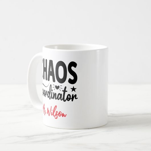 Chaos Coordinator Notebook – Funny Teacher Quote Koffiemok (Voorkant links)