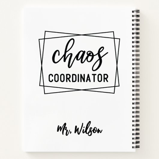 Chaos Coordinator Notebook – Funny Teacher Quote Notitieboek (Achterkant)