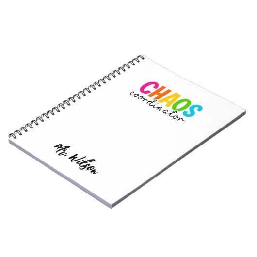 Chaos Coordinator Notebook – Funny Teacher Quote Notitieboek (Linkerzijde)
