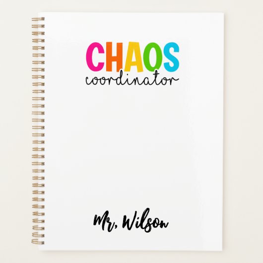 Chaos Coordinator Notebook – Funny Teacher Quote Planner (Voorkant)