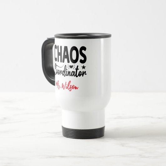 Chaos Coordinator Notebook – Funny Teacher Quote Reisbeker (Voorkant links)