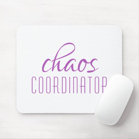Chaos Coordinator Paarse Typografische Tekst Muismat (Met muis)