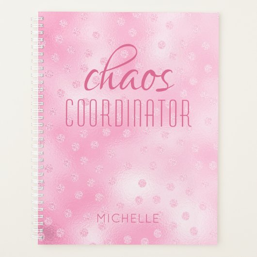 Chaos Coordinator Pink Girly Glitter Persoonlijk Planner (Voorkant)