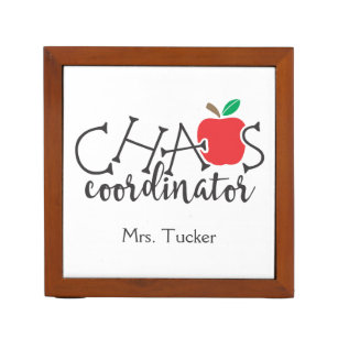 Chaos Coordinator Red Apple Cute Teacher Name Pennenhouder