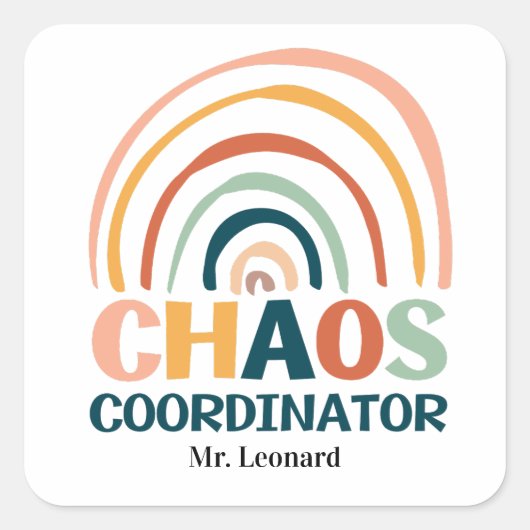Chaos Coordinator retro kleuren boho regenboog Vierkante Sticker (Voorkant)